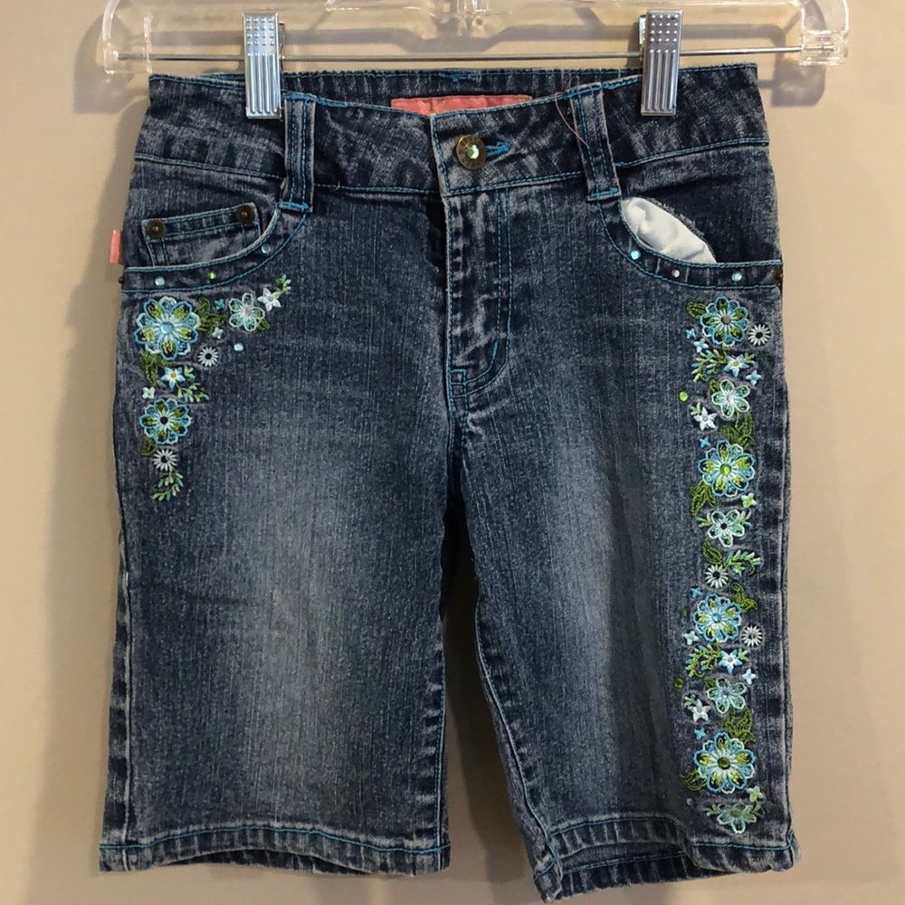 Bongo Flower Jean Bermuda Shorts Sz 10